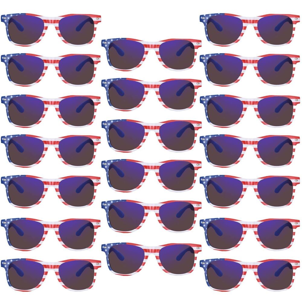 4011 20 Pack Bulk American Flag Sunglasses USA Patriotic Glasses for 4th of